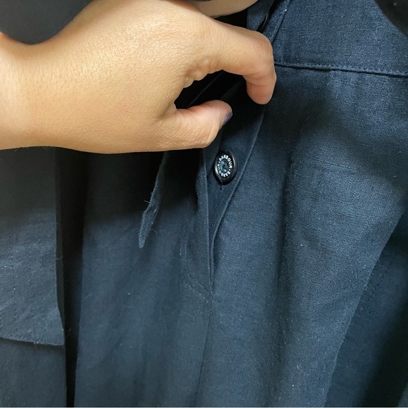 Barbour Navy leilani linen blend square neck puff sleeve Jumpsuit 14 - Picture 12 of 15